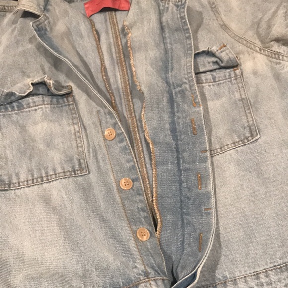 Dressed In LALA “Willa Denim Jumpsuit” Short Sleeve Pockets S/M - Picture 13 of 16